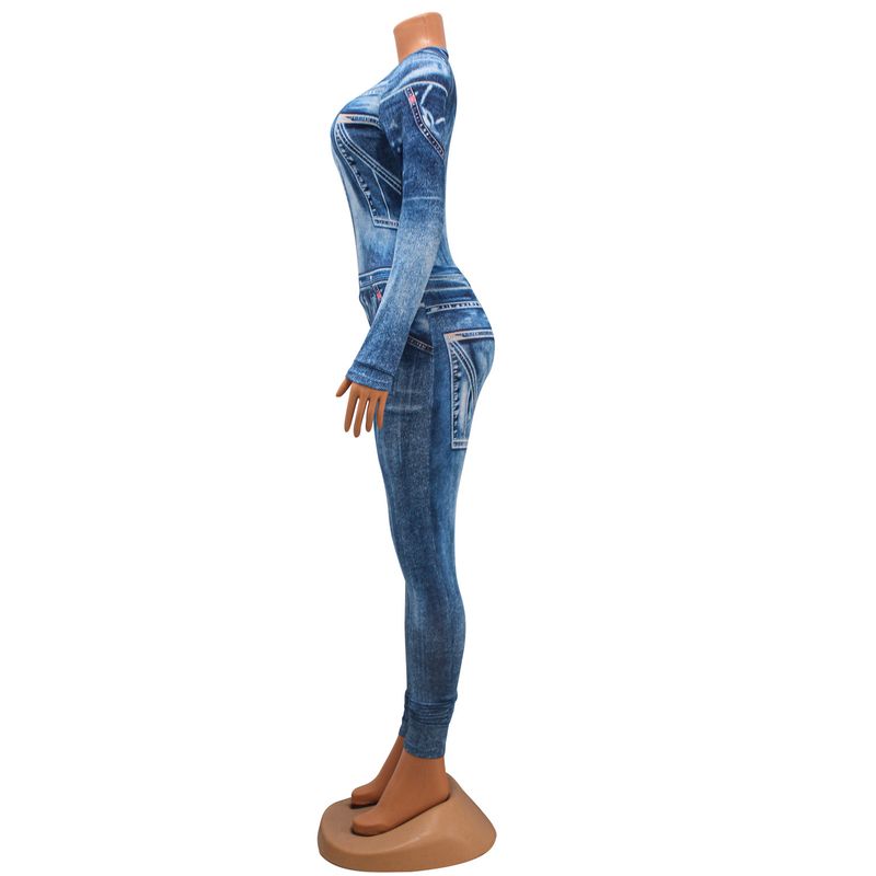 Roupas femininas macacão sexy justo estampado terno de duas peças_voghion.com