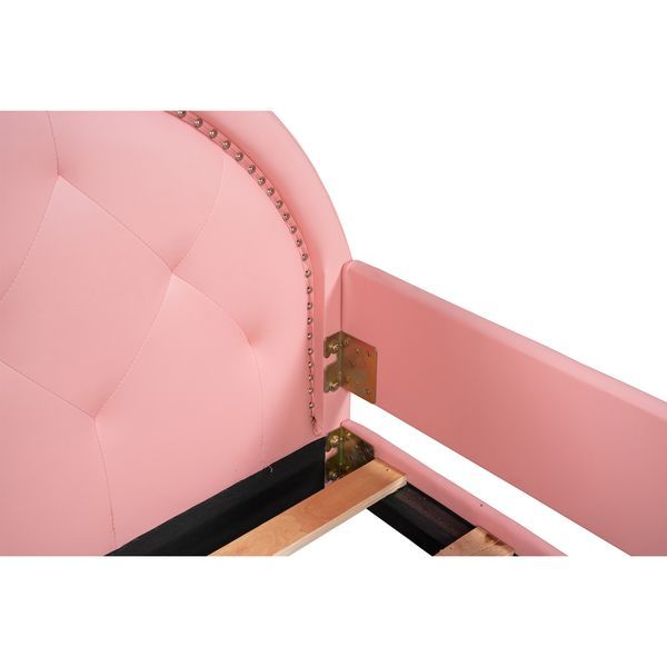Twin Size Upholstered Daybed With Carton Ears Shaped Headboard_voghion.com