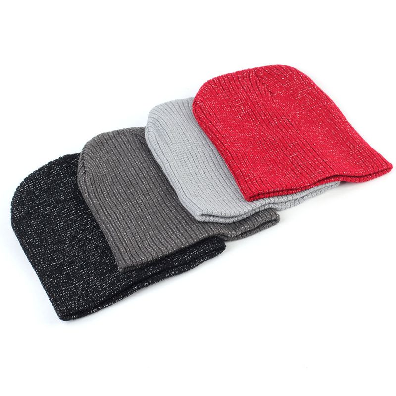 Gorro con banda para la cabeza cálido de otoño/invierno de rayas de lana de seda plateada y multicolor, corto y largo para mujer_voghion.com