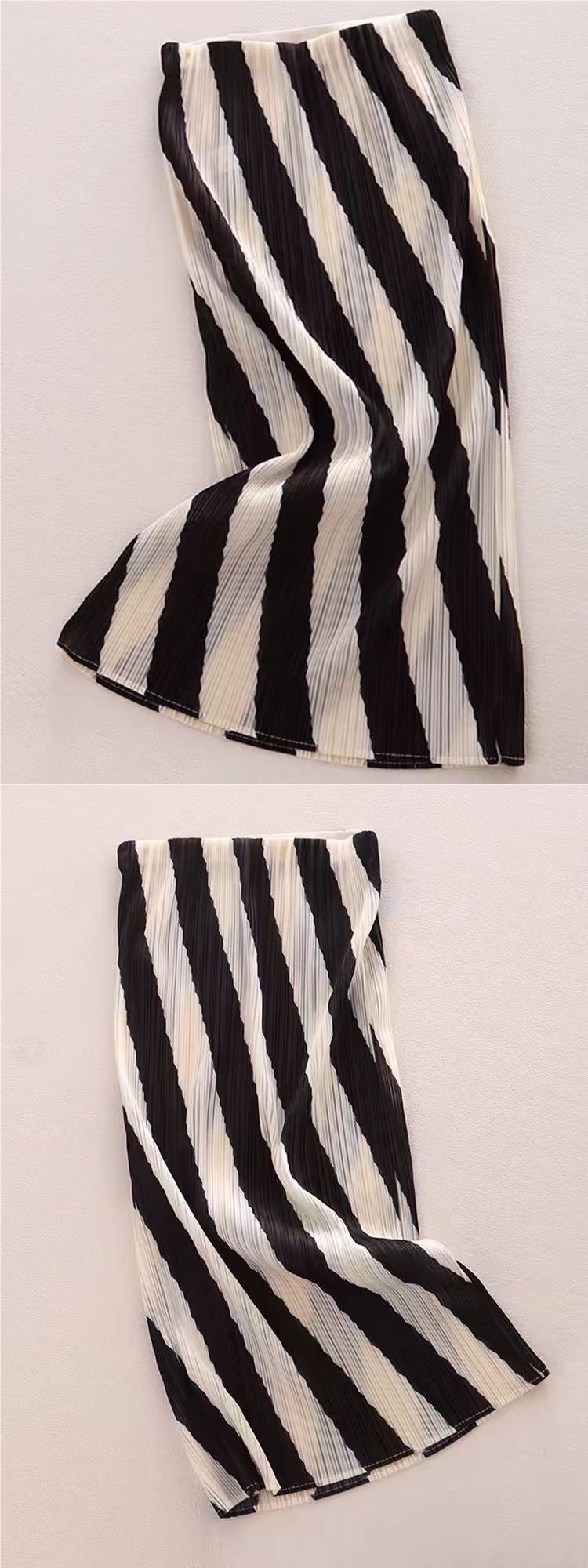 ChicShe European Goods Buyer Store Cut Label Liquidazione Trendy Stile Coreano Bianco e Nero Vertical Striped Color Block_voghion.com