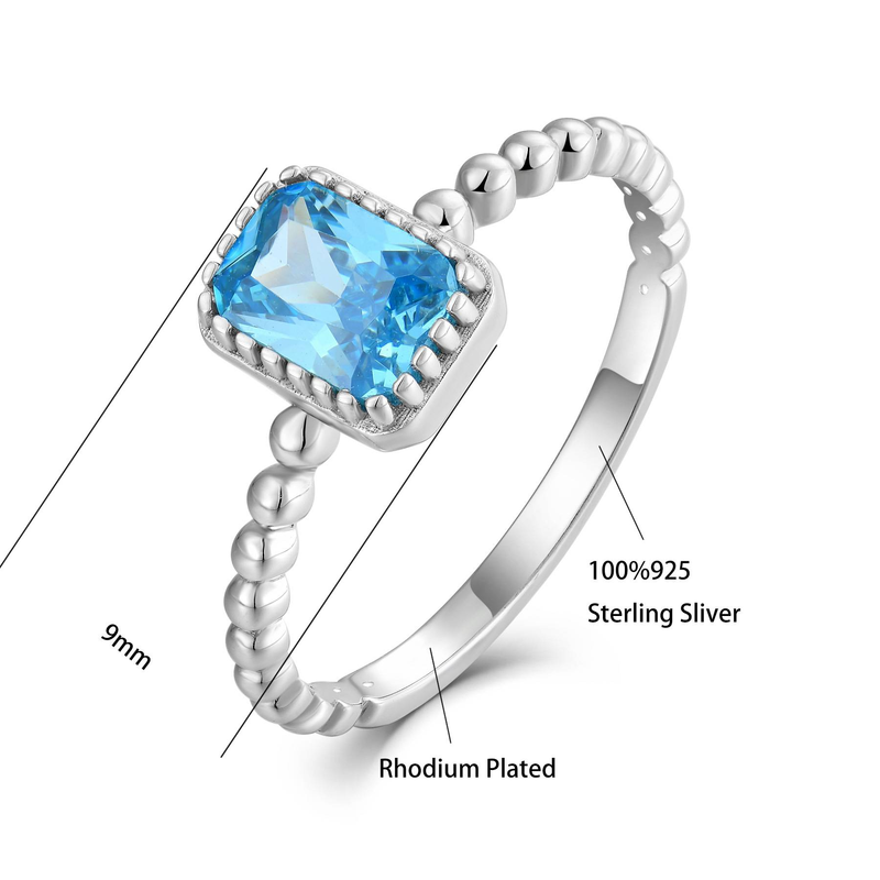 Nisjedesignring s925 sterlingsølv rektangulært kuttet hjørne havblå zirkon jente temperament pekefingerring søt stil smykker_voghion.com
