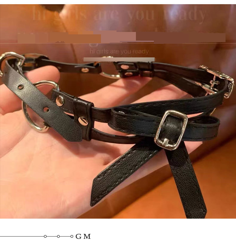 Subculture Double Layer Ballet Bow Zipper Chocker Necklace Hot Girl Sweet Cool Dopamine Punk Niche Trend_voghion.com