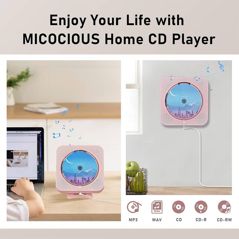 „Byteuni“ nešiojamas „Bluetooth“ namų CD muzikos grotuvas su nuotolinio valdymo pultu, laikmačiu, įmontuotais garsiakalbiais ir LED ekranu, FM radiju, „Boombox“ (neįkraunamas)_voghion.com