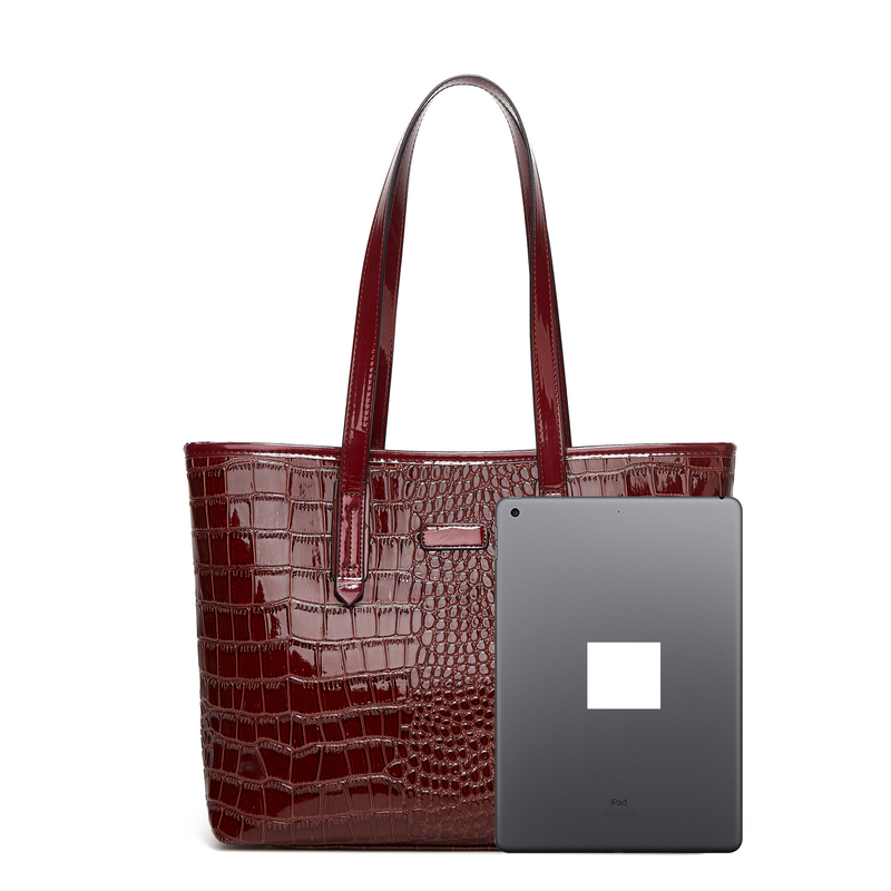 Women's Tote Bag Large Capacity Trendy Texture Crocodile Print Vintage Style Premium Large Capacity Upper Shoulder Tote Bag_voghion.com