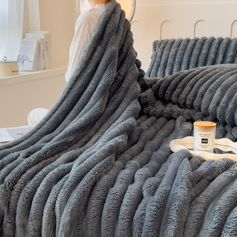 Plush Fleece Blanket Ultra Soft Thick Winter Throw For Bed Sofa Nap Flannel Sherpa Fleece_voghion.com