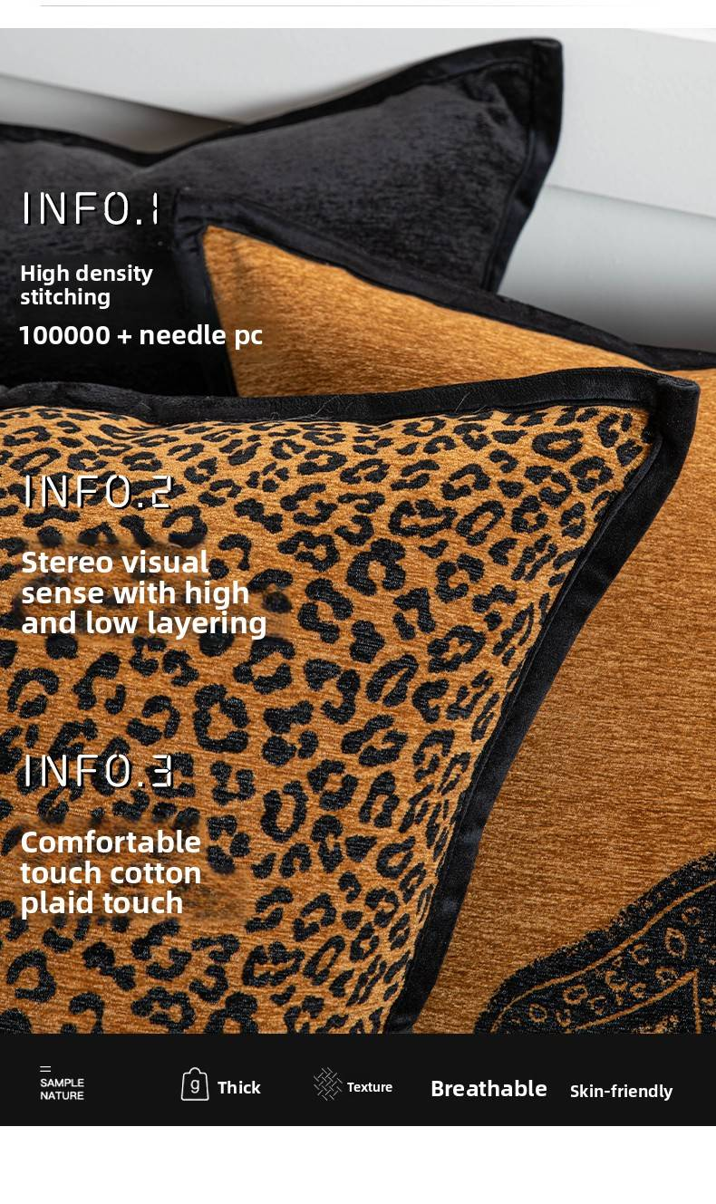Luxury Pillow Cover - Oversized Sofa & Bed Cushion Case For Hotel & Home Decor (Premium Fabric Large Backrest Pad Elegant Design No Insert Included)_voghion.com