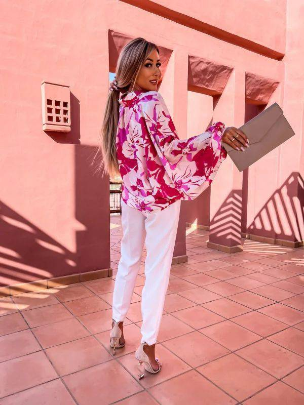 Nuova camicia casual ampia monopetto a maniche lunghe con risvolto e stampa alla moda da strada_voghion.com