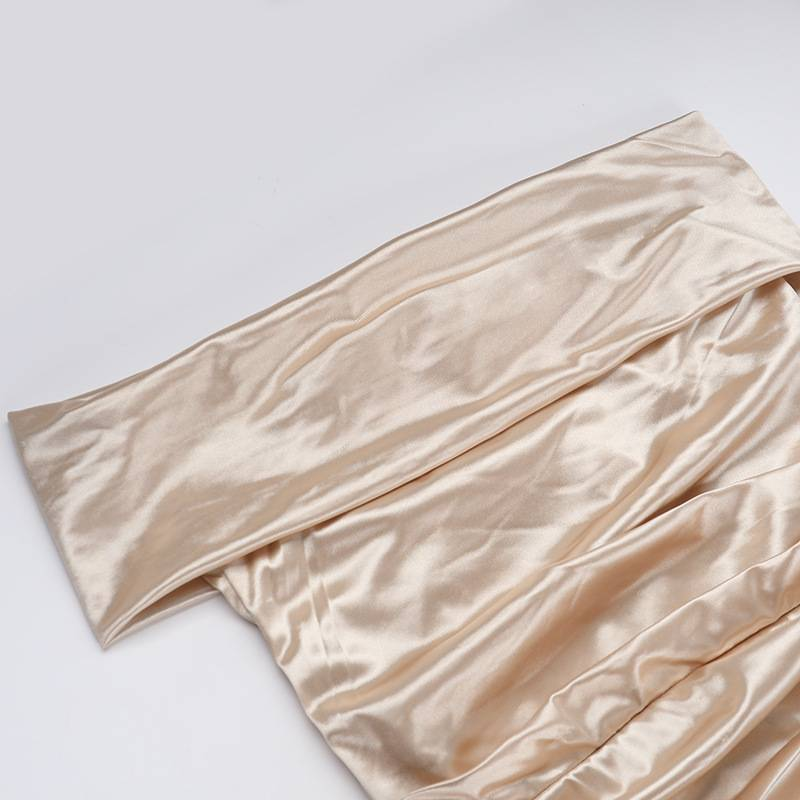 Off Shoulder Side Split Open Backpack Hip A-line High Waist Women's Dress_voghion.com