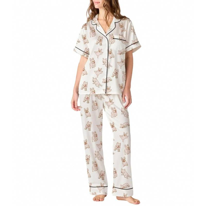 Women's Cute Print Pajama Set Long Sleeve & Pants Soft Comfortable Sleepwear Loungewear Home Outfit S-3XL_voghion.com