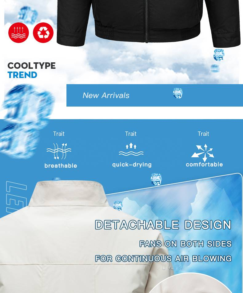 Kühlende Arbeitsjacke für Herren mit eingebautem Ventilator, wiederaufladbar, Sicherheitsarbeitskleidung für den Sommer zum Schweißen und Bauen – atmungsaktive Kleidung zum Wärmeabbau_voghion.com