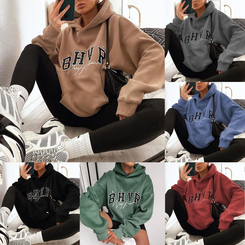 Women's Clothing Game Letter Printing Plus Fleece Warm Long Sleeve Hoodie_voghion.com