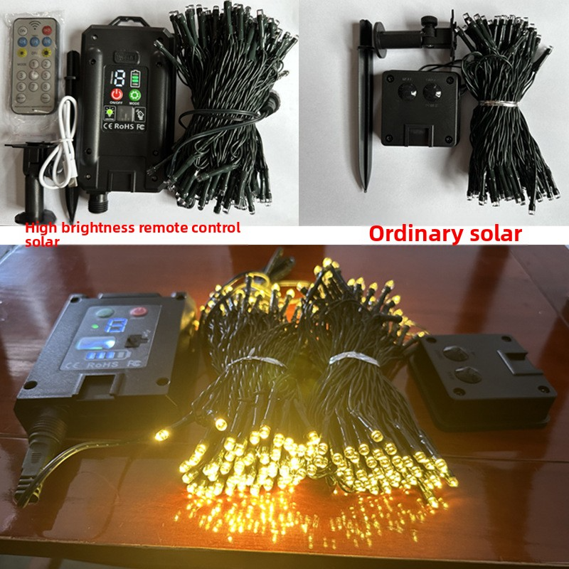 Guirnalda de luces LED solares: luces decorativas impermeables para exteriores, para jardín, patio y camping (5 m/7 m/12 m/22 m, blanco cálido)_voghion.com
