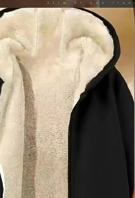 "Herren-Strickjacke mit Kapuze und Fleecefutter – Plüschige Samtstruktur, Oversize-Passform (Schwarz, M-5XL)"_voghion.com