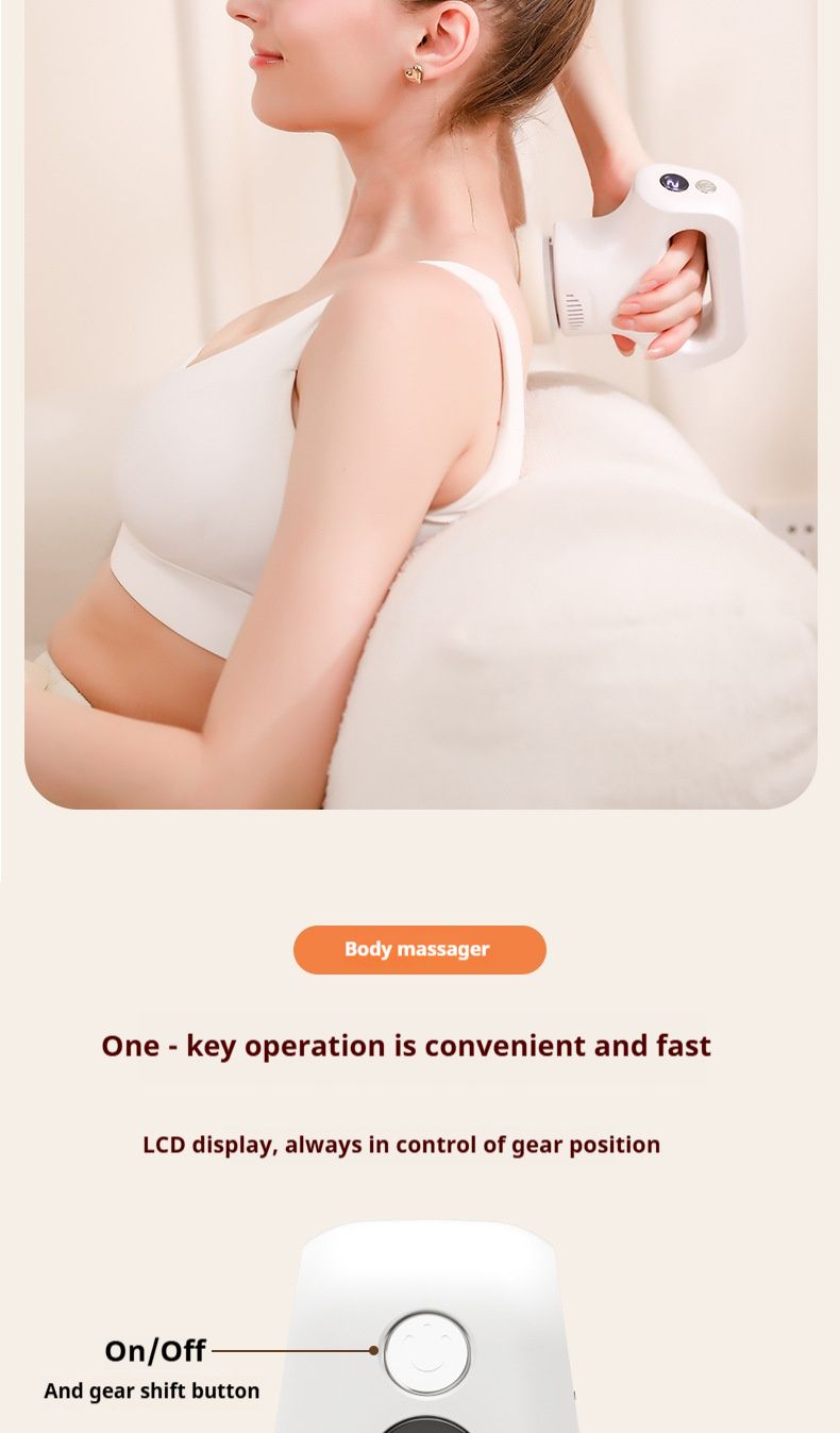 3-snelheden handmassage-apparaat met 4 verwisselbare koppen – USB-aangedreven diepe weefselkneding voor verlichting van nek, rug, benen en het hele lichaam_voghion.com