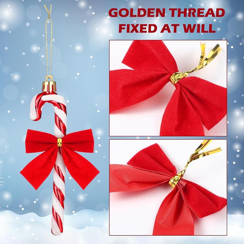 6-Piece Decorative Candy Cane Set With 12 Festive Bows - Christmas Party Decorations (Red/Gold/Silver)"_voghion.com