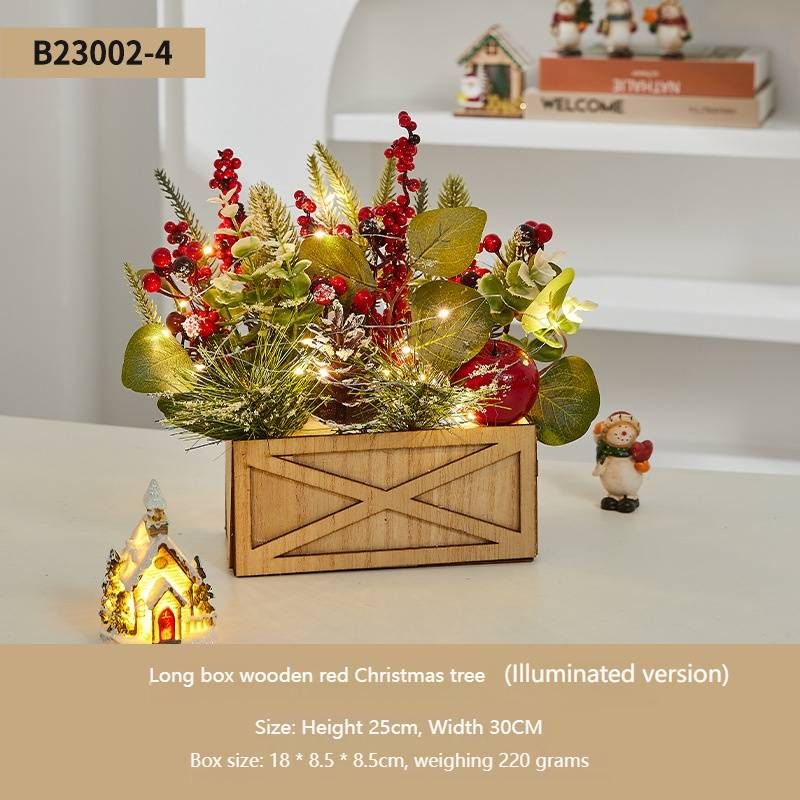 Mini albero di Natale rosso con luci – Decorazione natalizia da tavolo in legno per casa, ufficio e decorazioni festive (diverse dimensioni e opzioni di illuminazione)_voghion.com