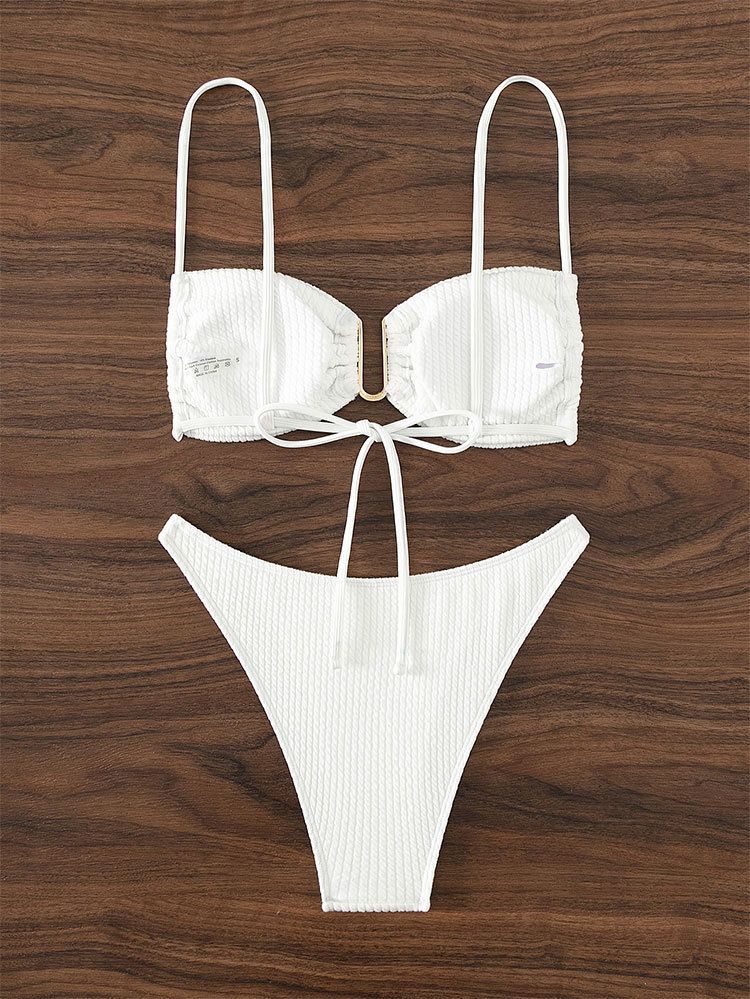 Îmbrăcăminte pentru femei, culoare solidă, cu blat tubular, bikini pentru plajă, triunghi, divizat, costum de baie pentru izvoare termale_voghion.com