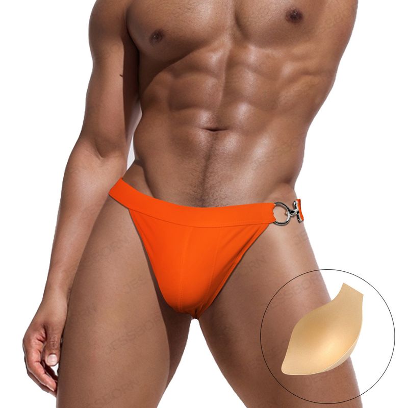 JESSBORN- Pantaloni da Nuoto a Forma di T con Forcella Alta e Bottone in Metallo Singolo da Uomo_voghion.com