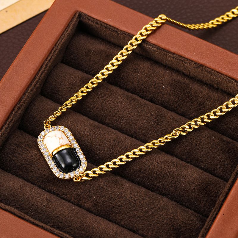 Collana personalizzata con diamanti intarsiati in smalto smaltato a forma di pillola, stile Ins, con design alla moda e alta qualità_voghion.com