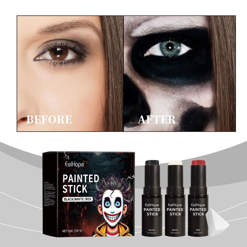 Eelhope 4-teiliges Halloween-Körperbemalungsstift-Set, vollständig bedeckt mit bemalter Grundierung, Make-up, Clownfarbe_voghion.com
