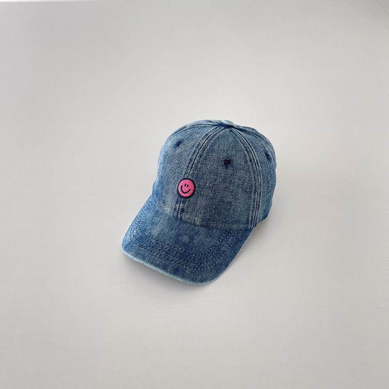Gorra de béisbol de algodón vaquera para niños y niñas, gorro bordado con sonrisa, sombrero para bebé, sombreros para el sol para primavera y verano_voghion.com
