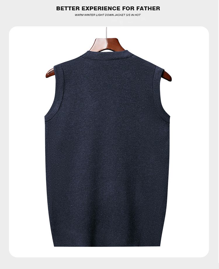 Men's V-Neck Sleeveless Knit Vest - Thickened Polyester Wool Sweater Vest For Casual Wear (M-XXXXL, Grey/Beige, Checkered Pattern)_voghion.com