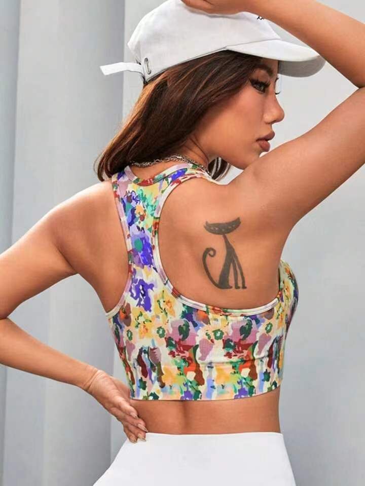 Reggiseno sportivo tie-dye senza cuciture per donna - Top da yoga ad alto impatto con tessuto traspirante e traspirante, design con schiena incrociata di supporto_voghion.com