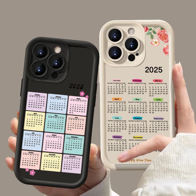 Custodia con motivo calendario di Capodanno 2025 per Samsung Galaxy S25 S24 S23 Ultra S22 Plus S21 FE A16 A25 A35 A55 A53 A52 A54 A35 Cover_voghion.com