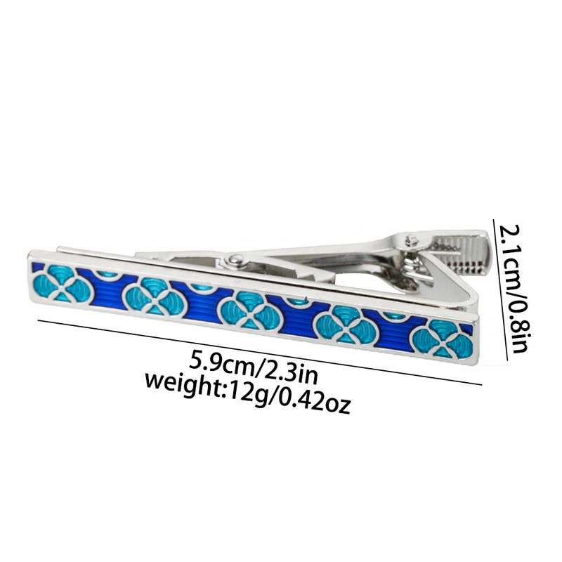 Unisex Fashion blue pattern French metal cufflinks tie clip set men's business shirt sleeve nails_voghion.com