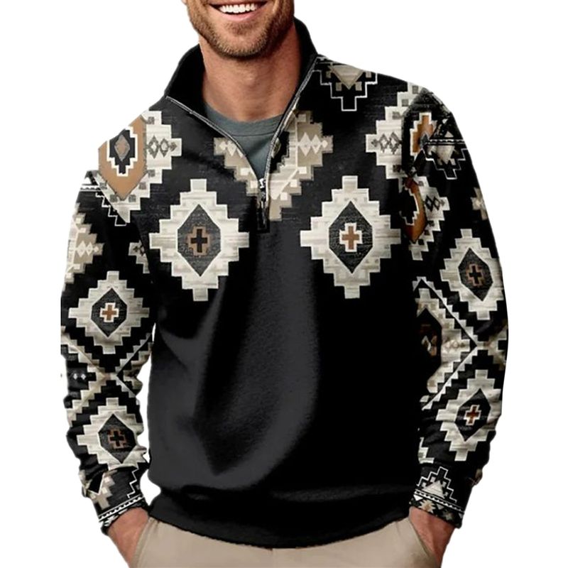 Neuer lässiger und modischer Kapuzenpullover mit halbem Reißverschluss für Herren mit 3D-Digitaldruck_voghion.com