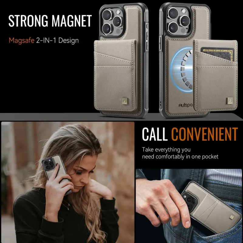 Porta carte di credito con chiusura a scatto RFID, portafoglio staccabile per custodia magnetica per iPhone 16 Pro Max 15 14 Plus 13 12 in pelle PU_voghion.com