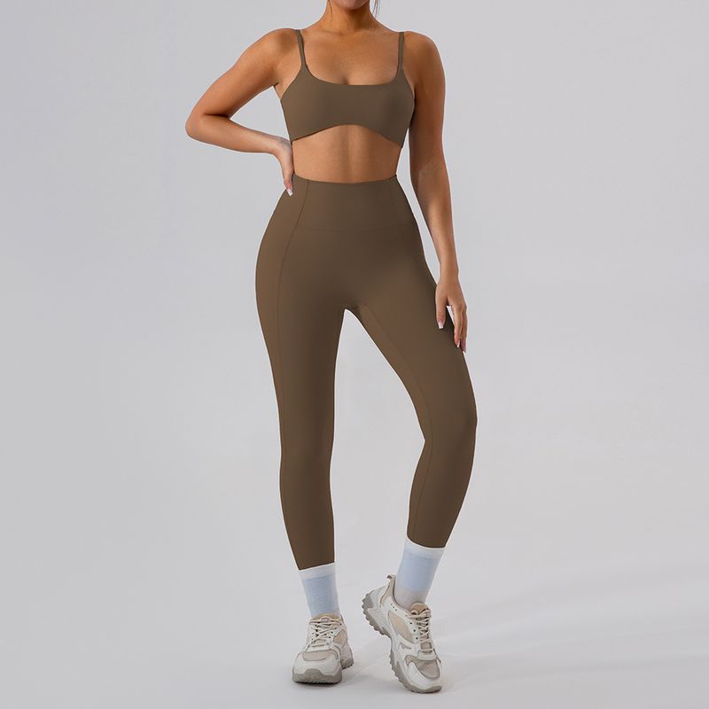 LazyZoom Quick-Dry Beautiful Back Yoga Top Naked Feel Tight-Fit Running Training Fitness Sports Set For Women_voghion.com