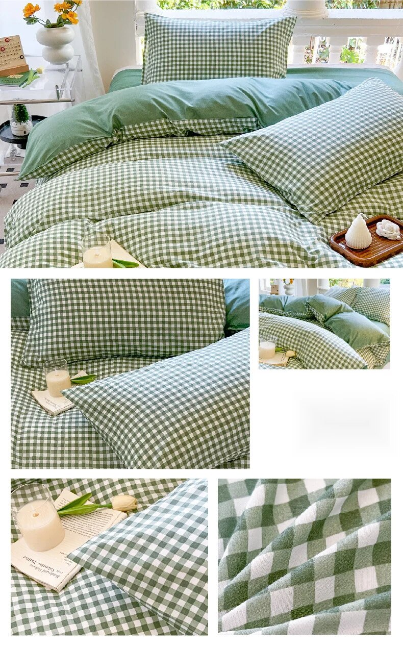 Piccole e fresche quattro lenzuola e copripiumini, dormitorio studentesco primaverile con tre set di biancheria da letto in cartone animato a pezzo unico_voghion.com