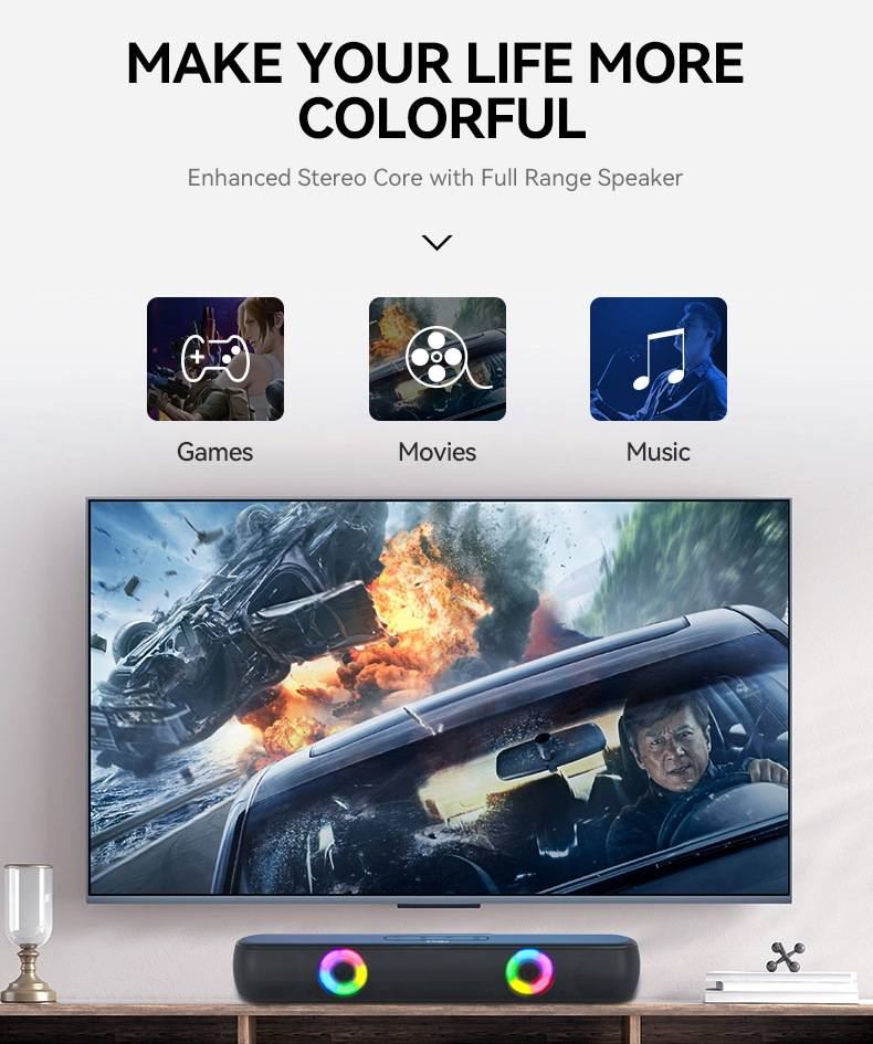 T-WOLF ilgas RGB šviesą skleidžiantis „Bluetooth“ garsiakalbis B320 žaidimų namų stereo 3d aukštos kokybės C tipo garsiakalbis_voghion.com