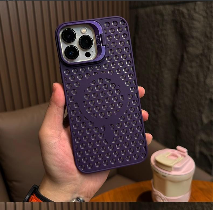 Funda para teléfono móvil, funda de verano creativa con disipación de calor, carcasa de malla, soporte para lente, cubierta protectora_voghion.com