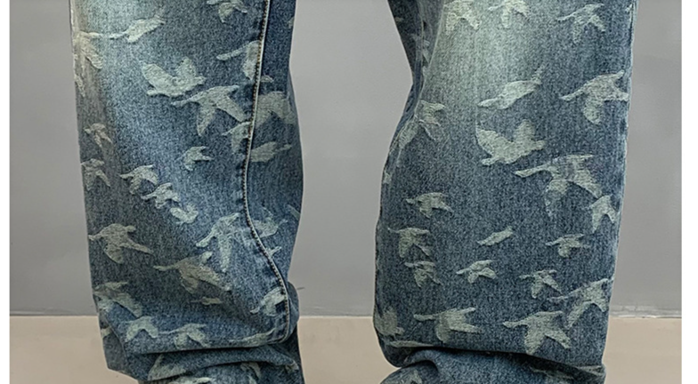 Moške hlače iz žakardovega denim kroja, ravne, z vezenim, ohlapnim vzorcem, modne modre kavbojke za brisanje_voghion.com