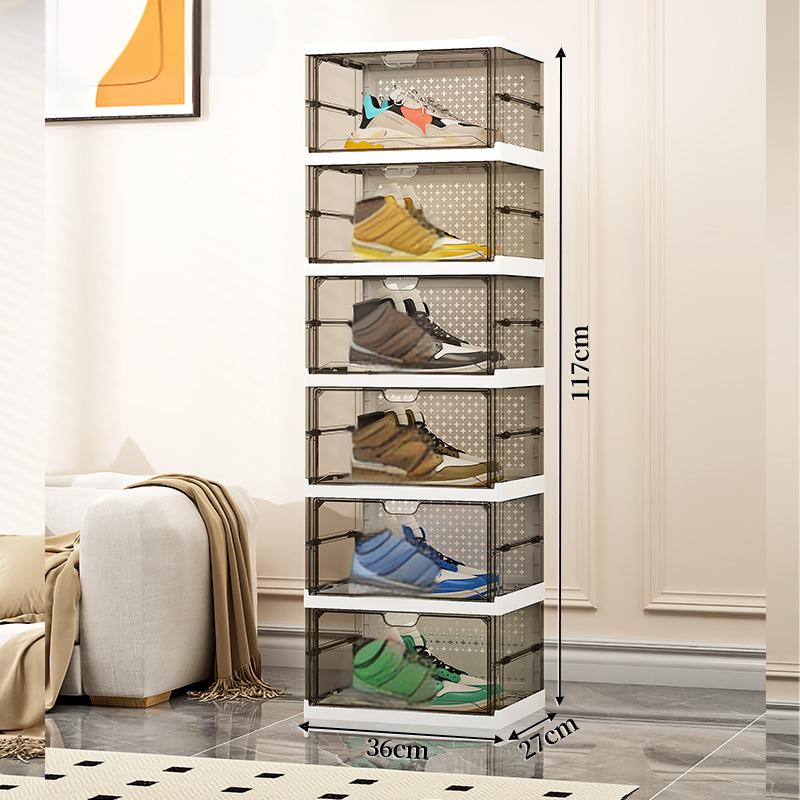 Clear Plastic Shoe Storage Box - Side Opening Foldable Shoe Organizer (No Assembly Space Saving, Dustproof Design)_voghion.com