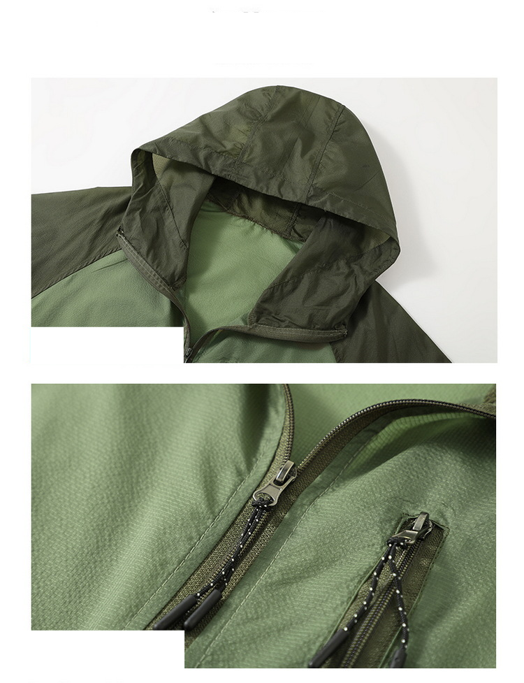 Men's Clothing Summer New Style Plus Size Color Matching Sun Protection Clothing 300 Catties Wear Long Sleeve Hooded Zipper 8826_voghion.com