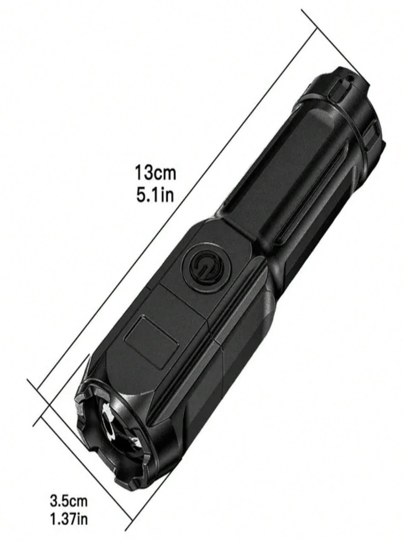 1pc Powerful Led Flashlight Flashlight Rechargeable Waterproof Zoomable Fishing Hunting Led Torch For Travel Halloween Christmas Thanksgiving Gift_voghion.com