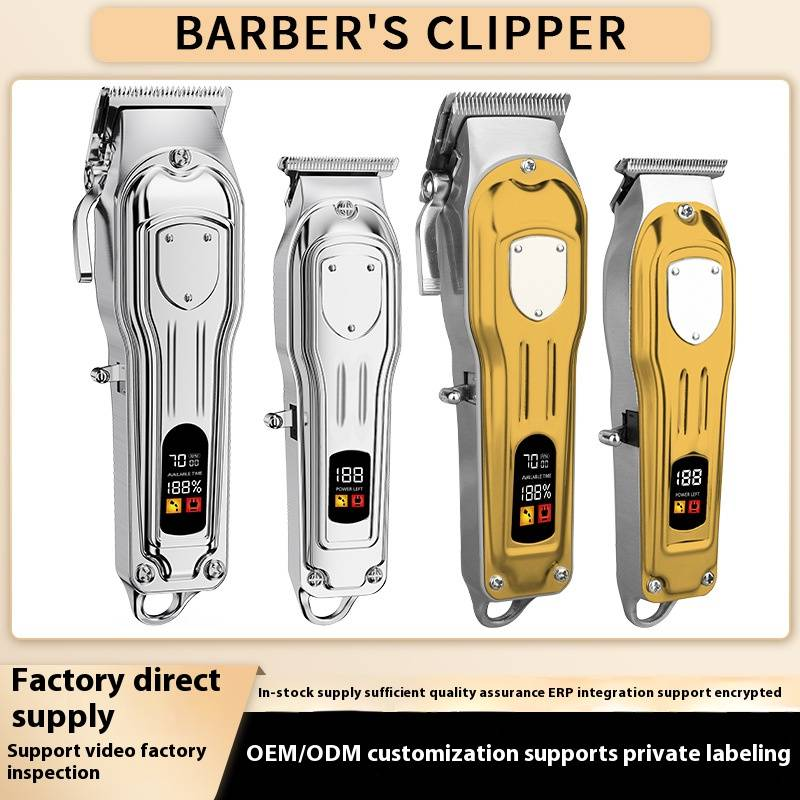 Professioneller Friseur-Haarschneider für Männer – wiederaufladbarer Haarschneider mit Digitalanzeige, Klinge aus Edelstahl, verstellbarer Führungskamm_voghion.com