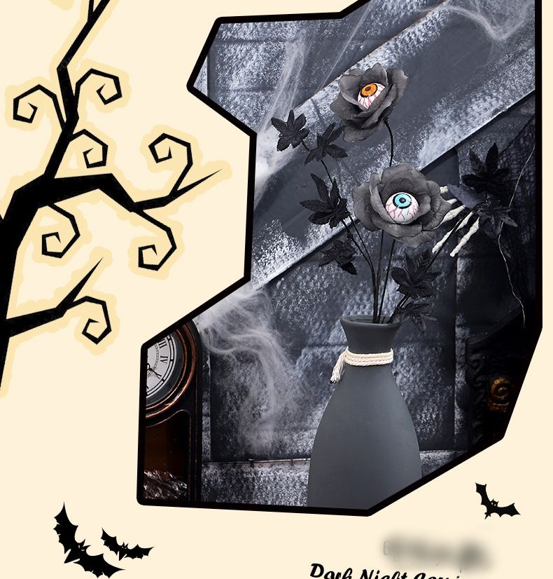 Bouquet da taglio di foglie d'acero con bulbo oculare nero horror di Halloween, festival fantasma, decorazioni commerciali per la casa di Halloween_voghion.com
