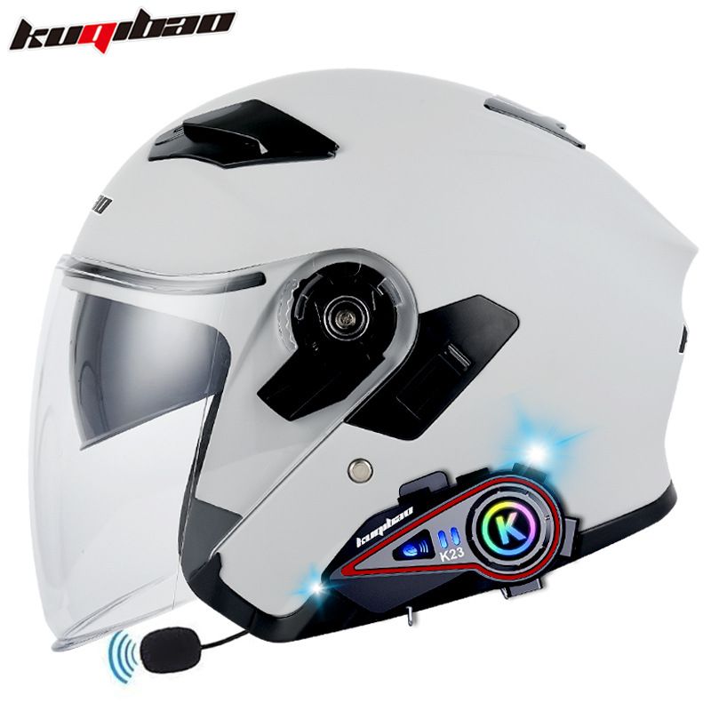 K23 Bluetooth Motosiklet Yarım Kaskı Çift Vizörlü - 3C Sertifikalı - Her Mevsim İçin Unisex (Birden Fazla Mat ve Parlak Renk Mevcuttur)_voghion.com