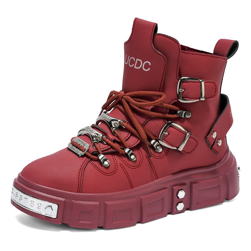 2026 Fashion British-Style Retro Boots Men Artificial PU High Top Thick Sole Non-Slip Wear-Resistant Shock Absorption Boots 39-47_voghion.com