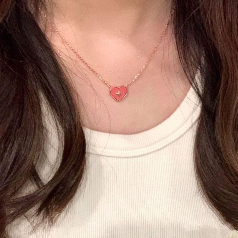 Collana in quarzo rosa con ciondolo a forma di cuore in argento S925 con ciondolo rosa a forma di cuore impilabile, stile Ins_voghion.com