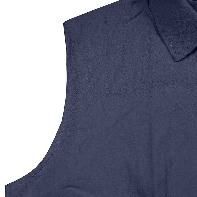 Herren Sommer Neue Lose Leinen Einfache Casual Ärmellose Strickjacke Strand Hemd_voghion.com