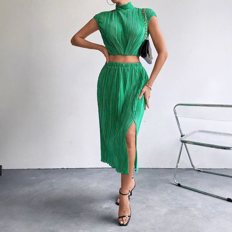 Elegant Slit Sleeveless Slim Top Two-Piece Summer Sexy Skirt Set For Women_voghion.com