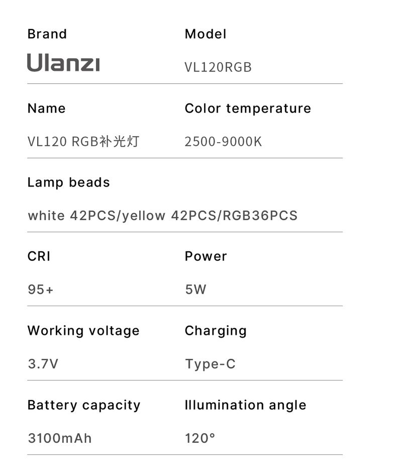 Ulanzi VL120 Full Color RGB Video 2500K-9000K LED Photography Lighting Dimmable Camera Live Vlog Fill Light_voghion.com