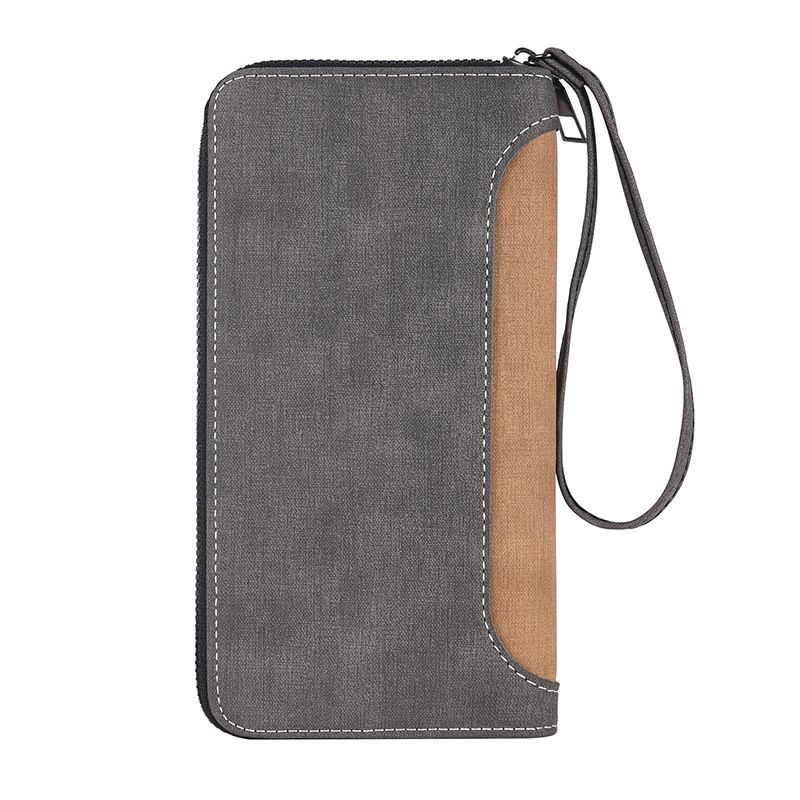 Borse da uomo Portafoglio lungo da uomo Pochette da uomo con cerniera Texture satinata Portamonete multifunzionale alla moda Porta carte Borsa per cellulare_voghion.com