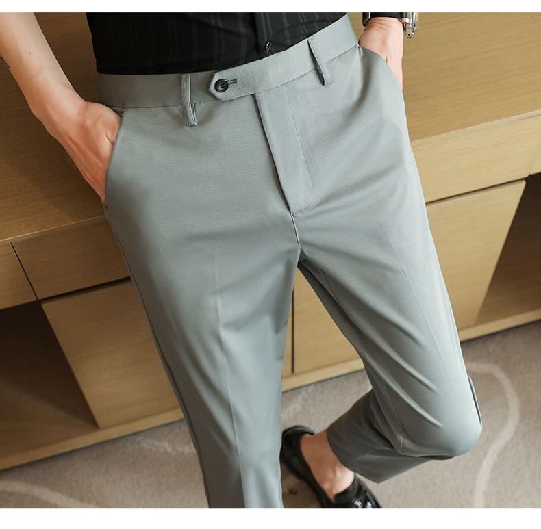 Nuovo prodotto estivo rinfrescante pantaloni casual sottili pantaloni slim elasticizzati in seta di gelso pantaloni a nove punte in seta ghiaccio alla moda_voghion.com