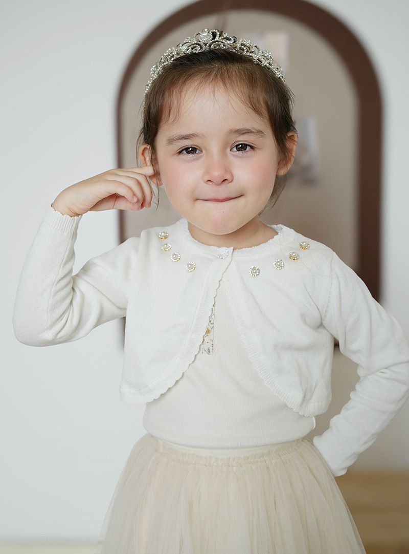 Mit Glitzer verzierte Strickjacke für Mütter und Kinder für Mädchen – Langärmliger Pullover mit offener Vorderseite aus weicher Baumwollmischung, perfekt für Kleider und formelle Anlässe_voghion.com